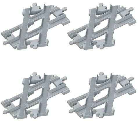 Cabeeskii Bausteine Schienen Set, Spielzeug Eisenbahnschienen,bestehend aus Cross Track Gerade, Kurven Schienen, kompatibel mit dem Marktführer ab 2 Jahren (4 Cross Track)