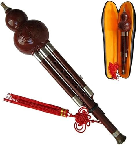 BailingDS Hulusi Kürbis-Flöte, Hulusi-Flöte in Bb/C-Schlüssel, Bambusflöte, Holz-Blasinstrument für Anfänger mit chinesischem Knoten-Instrumentenkasten (HULUSI-Bb)