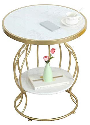 Exquisite Nachttische, Sofa-Beistelltisch, Marmor-Finish, Couchtisch, Schlafzimmer, Wohnzimmer, Balkon, Ecktisch, Café, Zeitungsständer, Größe: 50 x 50 x 58 cm, Korbtisch (Farbe: A, Größe: 50 x 50 x 5