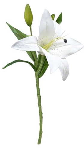 Tulkdexi - Ramo di Fiori Artificiali in Plastica, Decorazione Floreale Artificiale con Giglio e Foglie Verdi per Casa, Matrimonio, Festa, Arredamento Artistico per Interni ed Esterni, Giardino
