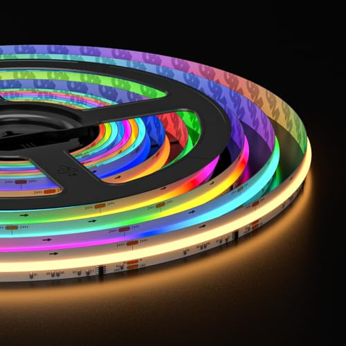 FCOB COB WS2814 IC adressierbar RGBW LED Streifen RGBWW 3000K 5m DC24V | 896LEDs/m 12mm breit IP30 Traum Farbe Flexibel Verfolgen Farbe Uniform Licht für DIY Dekoration (Ohne Netzteil Controller)