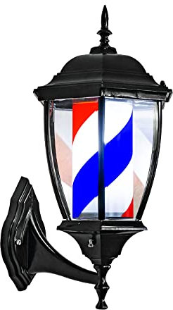 Luces LED para Poste de barbería - Rojo, Azul y Blanco clásicos | Montado en la Pared, Impermeable, Ahorro de energía | Diseño Giratorio para Uso en peluquerías en Interiores y Exteriores.