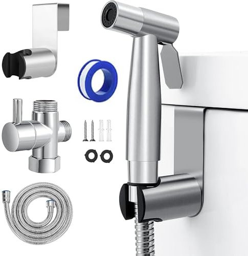 Zuvo - Handheld Bidet Shower Spray for Toilet | Stainless Steel Bidet Shattaf Sprayer Kit | Muslim Shower with 1.5m Hose & T-Adapter