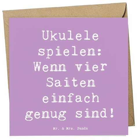 Mr. & Mrs. Panda Deluxe Karte Spruch Ukulele Freude - Geschenk, Saiten, Spielen lernen, Handarbeit, Hochwertige Gruß, Instrumente, Musikschüler, spielen, personalisierte Geschenke, Tragbarkeit