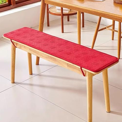 AmphaDeco Bankauflage Outdoor, rutschfeste Sitzkissen Bank Sitzpolster Innen, Bankkissen Bankauflage für Terrasse Sitzauflagen Bürostuhl Stuhlkissen Sitzauflage Gartenbank,Rot,30x180cm