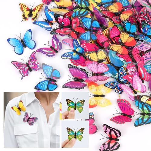 100 pezzi farfalle decorative con spille di sicurezza, spille colorate in PVC per vestiti, ufficio, decorazione da tavolo