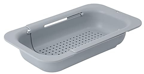 GEEKHOM Cesta colador sobre colador, colador extensible del fregadero, colador para fregadero, colador de cocina, fregadero de cocina, estante para filtro, camping, pasta cocida, escurrir verduras,