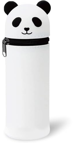 DGTSYAL 2 in 1 Weiche Silikontasche Kawaii Federmäppchen, Tischstifthalter, Reißverschluss, Silikon, Stiftetasche Buntstifte Marker, Büro, Uni, niedlicher Schulbedarf, Mädchen (Weißer Panda)