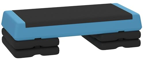 SPORTNOW Fitness Stepper, 3-Height Adjustable Aerobic Step, Non-Slip Exercise Step Board for Home Gym Office Workout, 10.5cm, 15.5cm, 20.5cm, Sky Blue
