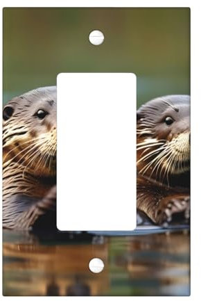 Cubiertas de salida con estampado de nutrias, 1 placa de pared de tamaño estándar, cubiertas de placas frontales de policarbonato de doble salida