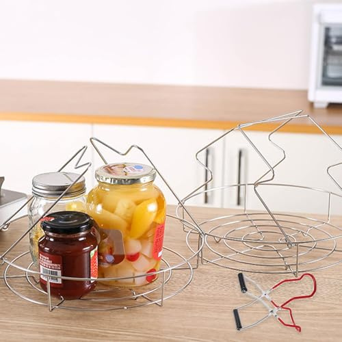 Canned Racks Steaming Canning Supplies - Kitchen Steamer Holders with Flat Stainless Steel Canning Stand, Jar Included, Jam Jar Compatible