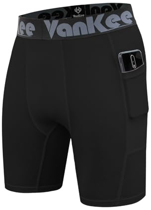 VanKee Pantaloncini da Compressione Uomo Sport Mesh Design Anti Chafing Tessuto Wicking Asciugatura Rapida Strato Base Short Sport Biancheria Intima per Corsa Ciclismo Allenamento Calcio