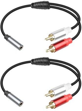 RIIEYOCA Cavo audio femmina 3,5 mm a 2 RCA maschio, cavo Y 1/8 a RCA, per smartphone, tablet, altoparlanti MP3 e TV HD (30 cm / 2 confezioni)