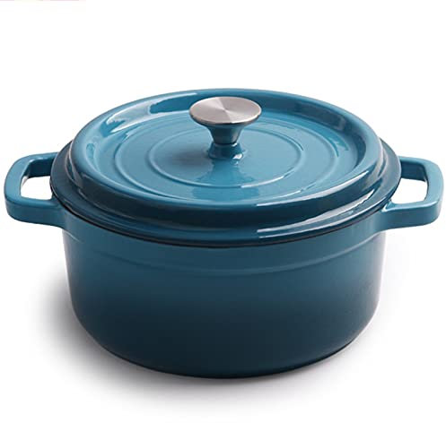 Pentola Olandese in ghisa Smaltata con Coperchio, distribuzione Uniforme del Calore sul fornello, 22 cm/8,6 Pollici, 3,17 QT, Blu Pavone