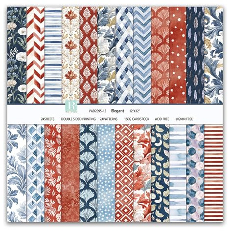MerwDeeyt Scrapbook Papier Blumen Muster Bastelpapier (Blau)