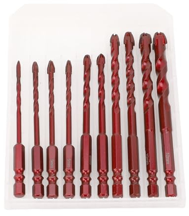 WOHPNLE Bastros de perforación de mampostería, 10 Piezas de Altura de Altura de hormigón de hormigón de hormigón 1/8 Pulgada a 1/2 Pulgada de vástago de Vaso Hexagonal