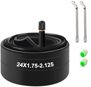 XUNNIU Cámara de Aire de 24 Pulgadas, 24 x 1,75-2,125 con válvula Schrader de 32mm, cámaras de Aire para neumáticos de Bicicleta compatibles con 24x1,75/1,85/1,90/1,95/2,0/2,10/2,125