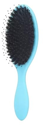 Natürliche Schweineborsten, oval, Haarbürste, Kamm, Kopfhautmassage, tragbares Styling-Werkzeug (groß, blau)