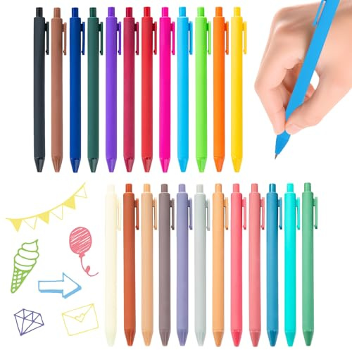 Rbleote 24 Farben Gel Pen Set,Einziehbarer Kugelschreiber Bunt,1 MM Gel Kugelschreiber,Geschmeidiges Schreibgefühl,Komfortabler Griff,Zum Notieren Und Zeichnen