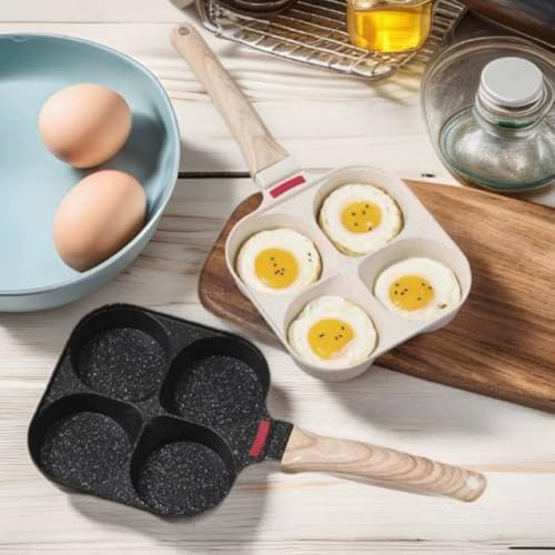 ZYNCUE Poêle à œufs antiadhésive 4 tasses pour petits déjeuners rapides, fabriquée avec revêtement en pierre Maifan, répartition uniforme de la chaleur, pour cuisinière à induction électrique à gaz