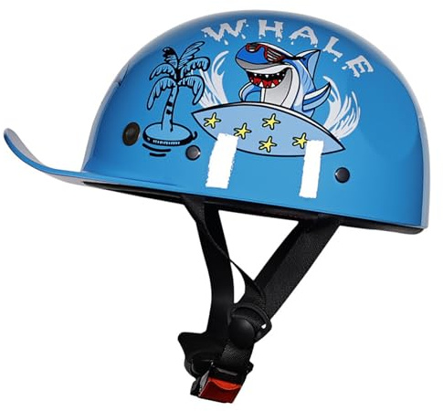 Barnhjälmar, Vintage Motorcykelhalvhjälm, Vintage Basebollkeps Halvskalshjälm För Pojkar Och Flickor, Moped Cruiser Scooterhjälm, Söt Tecknad Design 7,L(53-54CM)