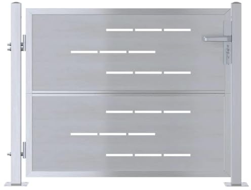 vidaXL Puerta de jardín Plateado 85 x 70 cm Acero inoxidable, Jardín y Terraza, Rectangular, Moderno, Ideas de Diseño para un Espacio Exterior Bonito, Inspiración de Paisajismo, Áreas de Relax