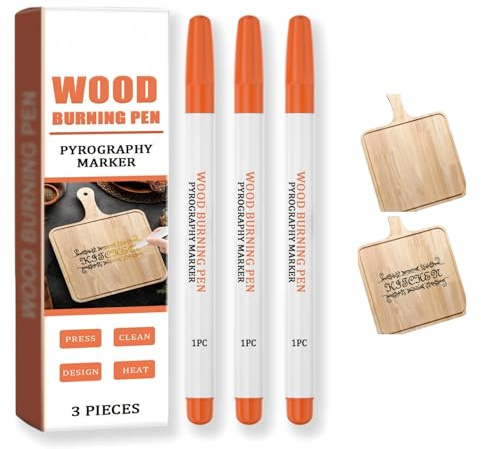 hayrayo Wood Burning Pen Kit with Paste, 3 PCS Wood Burner Tools for Beginners, Durable & Portable Wo-od Burning Marker for DIY Crafts