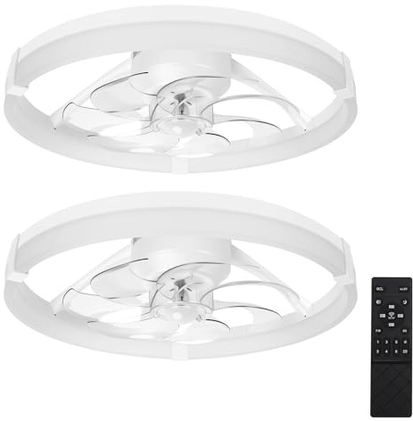 Aigostar ventilador de techo con Luz y Mando a Distancia, Lampara Techo Ventilador Silencioso con Temporizador y Luz Nocturna, 6 Velocidades, Velocidades para Salón Dormitorio, 2 Unidade