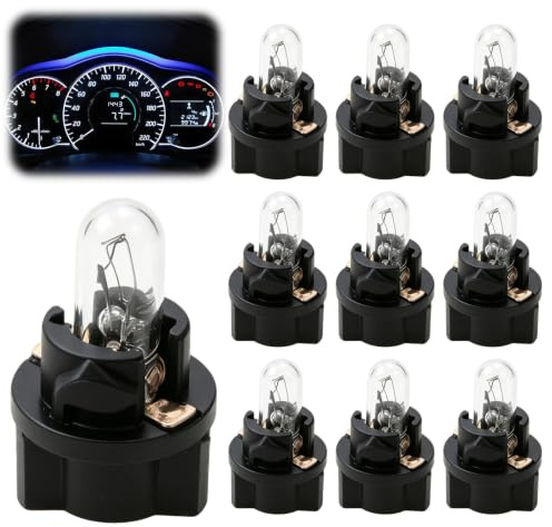 10 Ampoules LED pour Tableau de Bord Voiture 12V 2W Ampoule T5 B8.5d LED | Jaune Clair Remplacement Éclairage Compteur Vitesse Jauge Cluster Universelles pour Automobile Moto et Camion