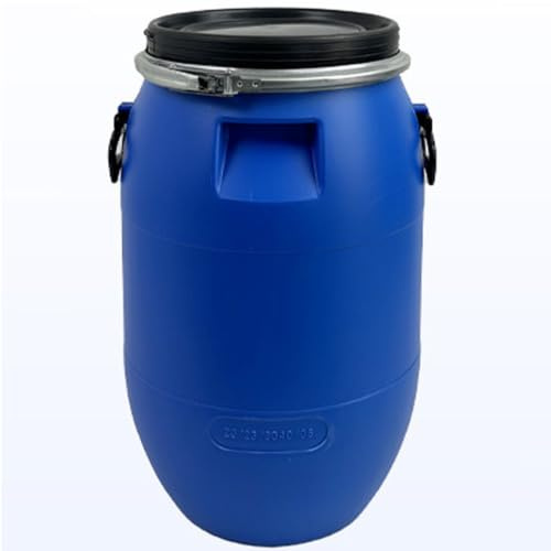 JIAOCKJIAO Bidón de Plástico Azul con Tapa, Barril de Boca Ancha Anillo de Cierre, bidon de Almacenamiento de Agua for envío y contenedor de Almacenamiento Industrial, Barril para Piensos(50L)
