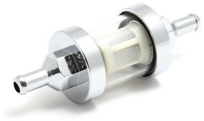 Bensinfilter 1/4 tum krom med synglas