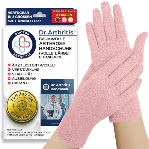 Von Ärzten Entworfen, Arthrose Handschuhe mit Kupfer, Kompressionhandschuhe für Frauen und Männer, Vollfingerhandschuh für Arthritis, Schmerzlinderung und Wärme, Pink, M