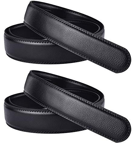 2 Stück Herren Ersatz Weich Leder Automatik Gürtel Gürtelriemen Belts ohne Schnalle (120cm)