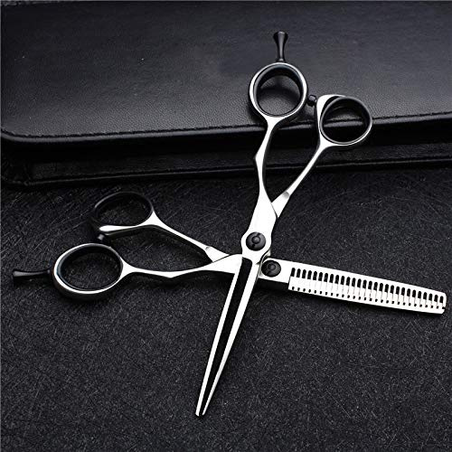Tijeras De Peluquero Con Estuche De Cuero, Corte De Pelo Profesional Tijeras De Reducción De Sharp -Longitud 5,5 Pulgadas, Perfecta Tijeras De Peluquería Para Hombres Y Mujeres
