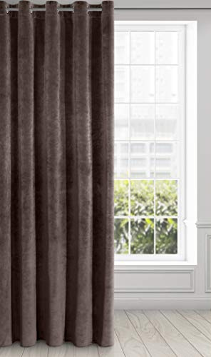 Eurofirany RIA Blickdicht Samtvorhang mit Ösen -1 STK. Einfarbig Thermogardine, Verdunklungsgardine, Wohnzimmer, Schlafzimmer, Lounge, 290 g/m2, 140x250 cm, Braun