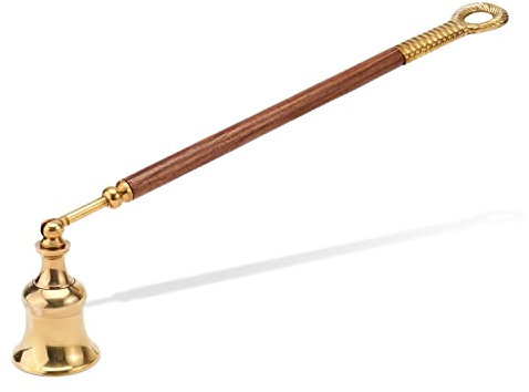 NKlaus 26,5cm Kerzenlöscher aus Messing mit Holzgriff Kerzen Zubehör Dochtlöscher 11649