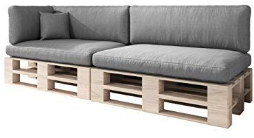 sunnypillow Palettenkissen für Palettenmöbel - 6er Set - Palettenauflage für Palettensofa für Haus Garten - Palettenpolster mit abnehmbarem Bezug für Europaletten - Rückenkissen & Sitzkissen Grau