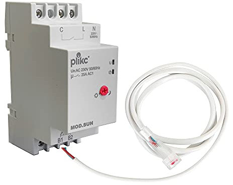 Plikc - Interruttore crepuscolare modulare con sonda esterna IP65 contatto da 25A - 3000W - plikc SUN