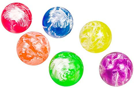 Boland 30830 - Gummiball-Set Marmor, 6 marmorierte Gummibälle, Größe je Ball 3 cm, Flummi, Geschenk, Give-Away, Spielzeug, Pinata-Füllung, Wundertüte