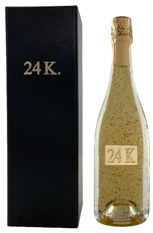 24K Sekt Gold White Flasche 75 cl, 120 Monate Reifung, Goldpartikel