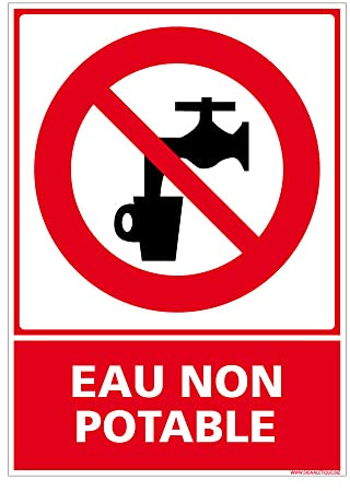 Signalétique.biz France - Panneau EN ISO 7010 P005 Eau non potable - Interdiction de boire l'eau - 150 x 210 mm - Aluminium 2 mm