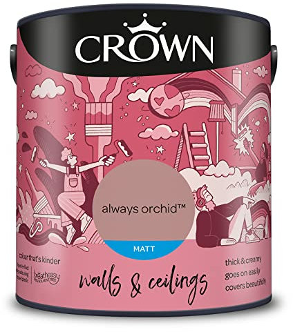 CROWN 2.5L Breatheasy MATT Emulsion Paint for Walls & Ceilings - ALWAYS ORCHID