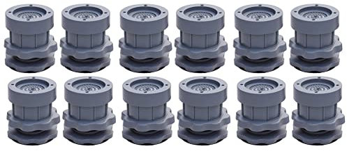 Trjgtas Lot de 12 tapis anti-vibrations pour machine à laver - Hauteur réglable - Anti-chocs - Antidérapant - Gris