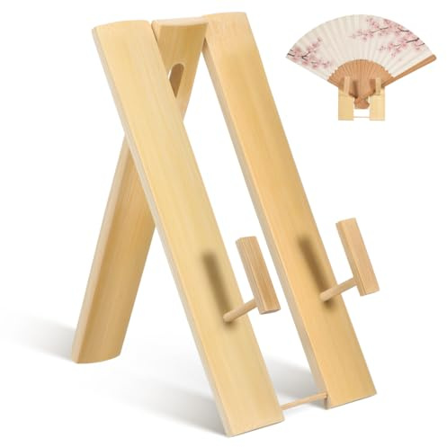 HOMSFOU 1pc Wood Fan Holder: Japanese Style Folding Fan Display Stand with Tripod Base for Home Decor