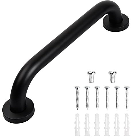 Poignée de Baignoire, Poignée d'appui pour Personnes âgées, Barre d'appui de Douche Antidérapant Poignée, Barre d'Appui en Acier Inox Murale, pour Personnes Agées/Salle de Bain Cuisine,30 cm (Noir)