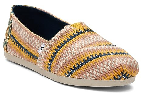 TOMS Alpargata Cloudbound, Mocasines Planos Mujer, Naranja (Tejido Global a Rayas de Mango), 43.5 EU