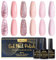 INPING Gel Polish, 6 Colors Glitter Nude Pink Gel Nail Polish, Sparke Diamond Champagne Pale Pink Shimmer Pink Nail Varnish Soak-Off UV/LED for Wedding Valentine's Day French Manicure Kit