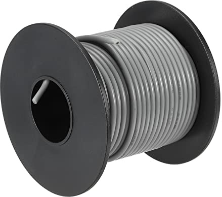 sourcing map 18AWG Elektrischer Draht 15 Meter Stromkabel 0,82 mm² Verzinntes Kupferkabel Flexibel Silikonkabel Litzenkern Klingeldraht Verdrahtungsleitung für DIY KFZ Auto Modell, Grau
