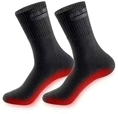 Chaussettes chauffantes électriques 3,7 V Unisexe Sox idéales pour Homme Femme Hiver Sport de Plein air Camping randonnée Plus Chaud Le Meilleur équipement d'hiver, Noir