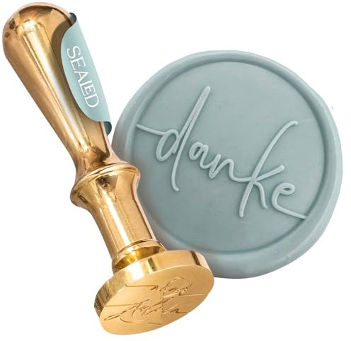 SEALED® Siegelstempel Set für Hochzeit oder besondere Anlässe, Wachssiegel Stempel mit verschiedenen Motiven (Danke)